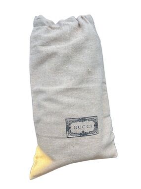 New beige cotton drawstring Gucci dust bag pouch drawstring black satin